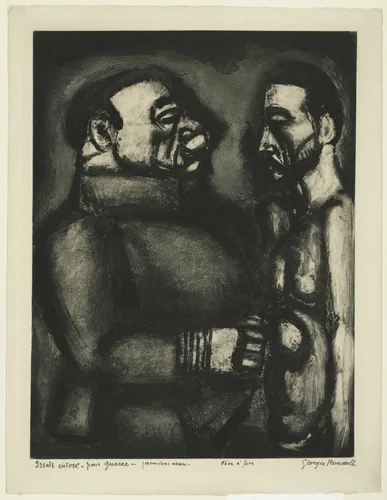Trial proof for Face To Face, plate XL from Miserere by Georges Rouault, print, 1926