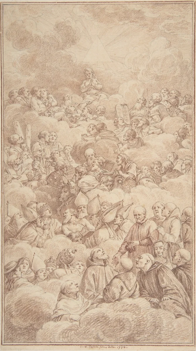 The Company of Saints in Glory by Charles Nicolas Cochin II, drawing, 1772