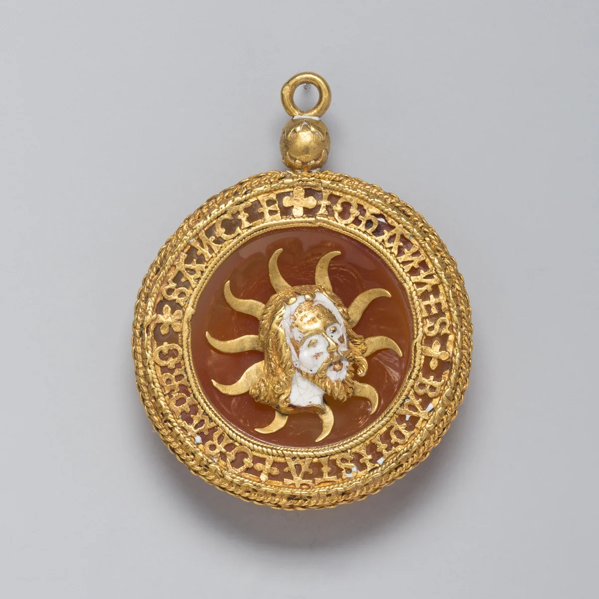 Hat Badge with the Head of Saint John the Baptist Adapted as a Pendant by French, metalwork, 1490-1510
