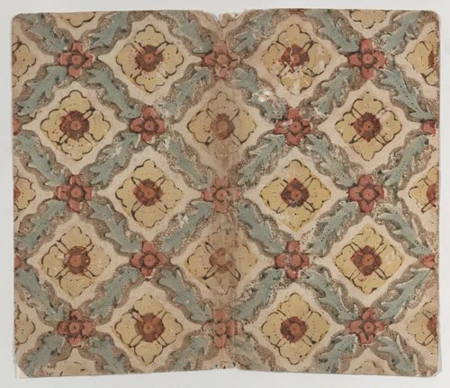 Sheet with crisscross and zigzag pattern by anonymous, print, 1700-1800