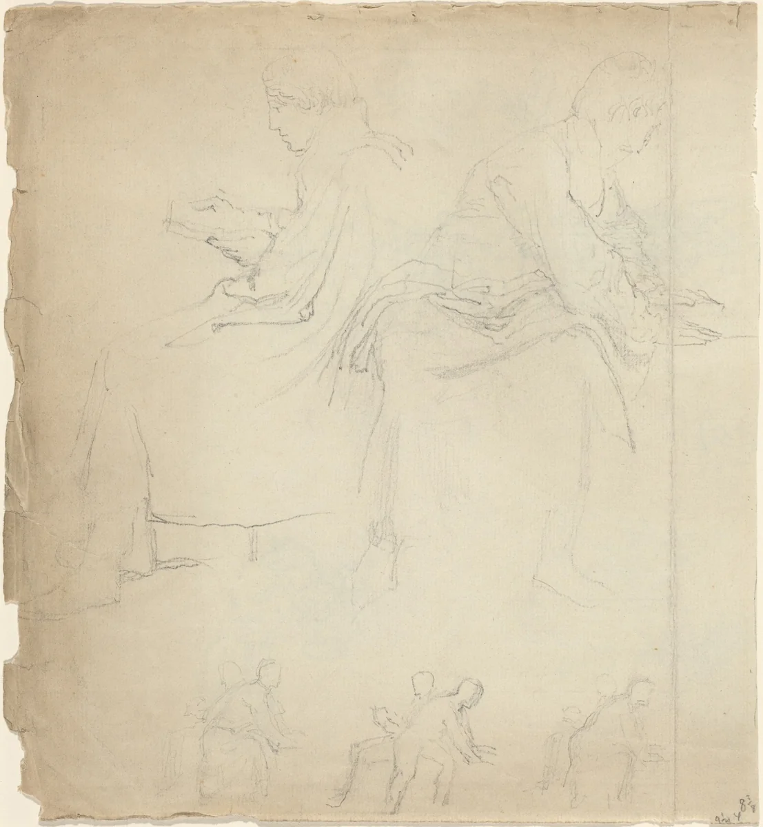 Sheet of Studies [recto and verso] by John Flaxman, drawing, 1811