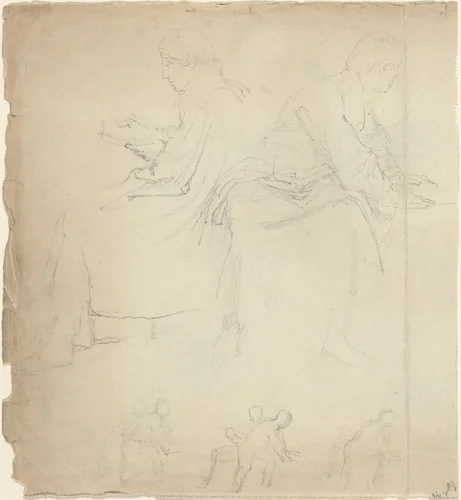 Sheet of Studies [recto and verso] by John Flaxman, drawing, 1811