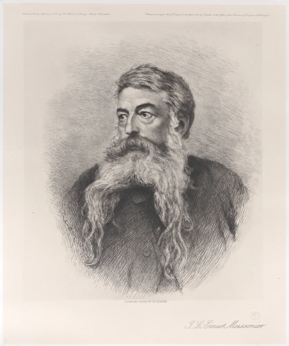 Portrait of J. L. Ernest Meissonier by Charles Courtry, print, 1884