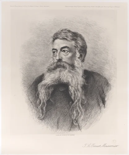 Portrait of J. L. Ernest Meissonier by Charles Courtry, print, 1884