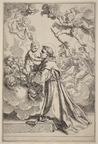 The Large Saint Anthony of Padua by Simone Cantarini, print, 1630-1648