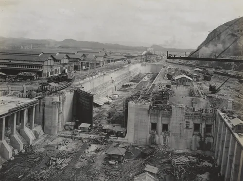 Balboa Terminals. Dry Dock #1. General view showing the south leaf of gate swung back by Unidentified Photographer, photograph, 1916