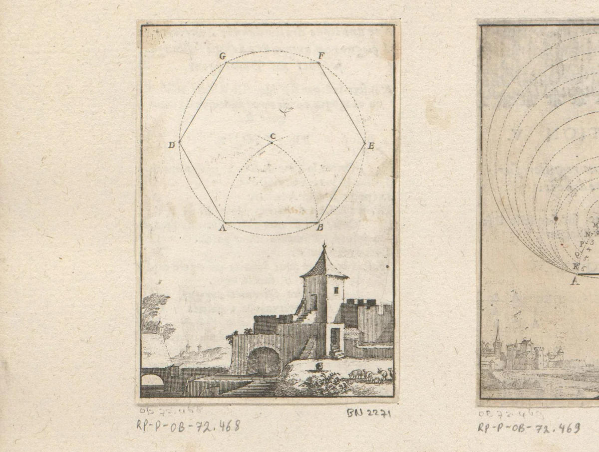 Regelmatige zeshoek met een kerk by Sébastien Leclerc, print, 1669