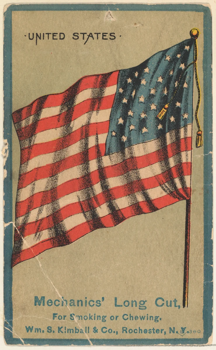 United States, from the National Flags series (N195) issued by Wm. S. Kimball & Co. by William S. Kimball & Company, print, 1891