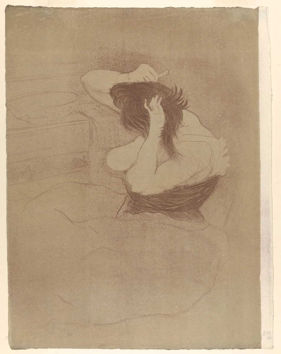 Combing Hair, from "Elles" by Henri de Toulouse-Lautrec, print, 1896