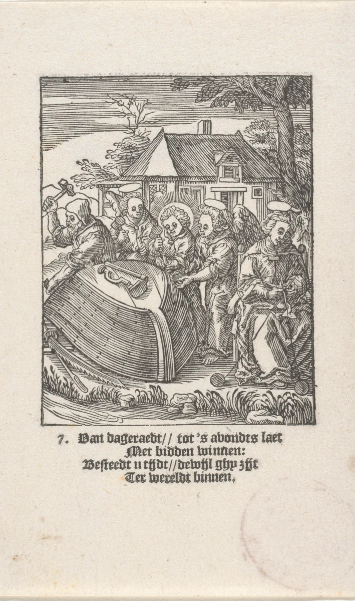 Christuskind bouwt een schip by Christoffel van Sichem, print, 1617