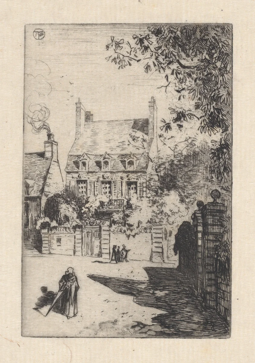 In the Provinces -- The House of Orléans (Valognes) by Félix Hilaire Buhot, print, 1860-1898