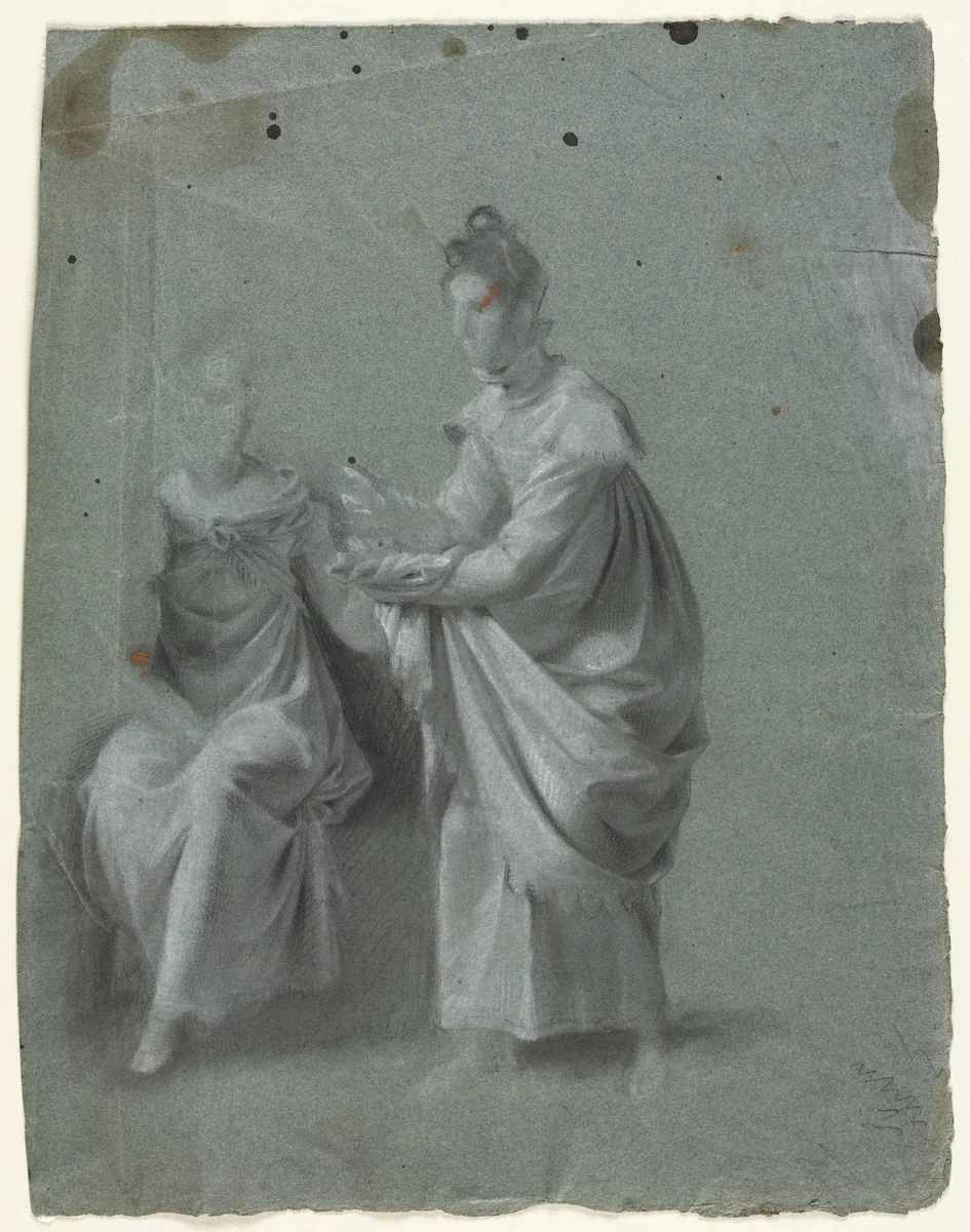 Two Women by anonymous, drawing, 1800-1899