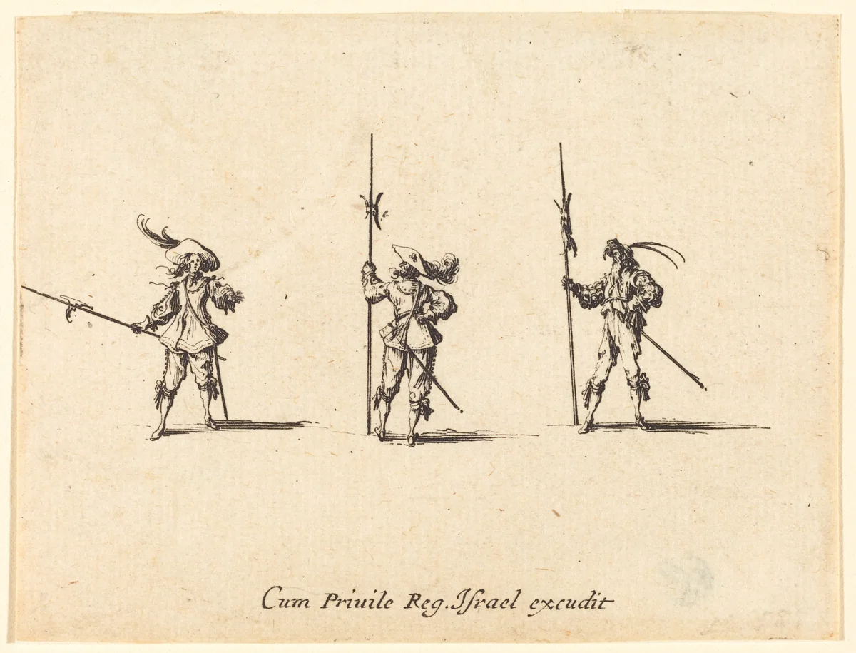 Drill with Halberds by Jacques Callot, print, 1634-1635