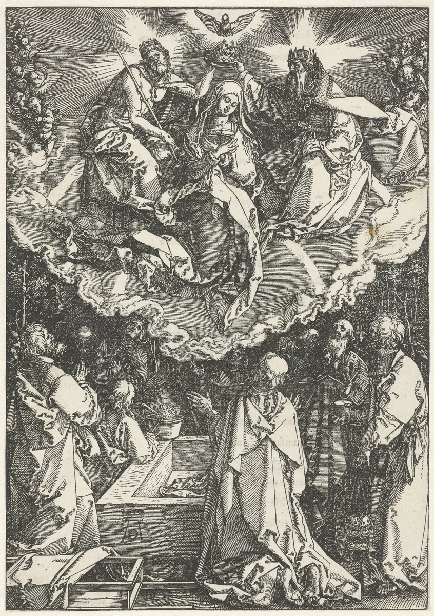 Hemelvaart en kroning van Maria by Unknown, print, 1510