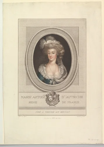 Portrait of Marie Antoinette by John Curtis, print, 1786-1800