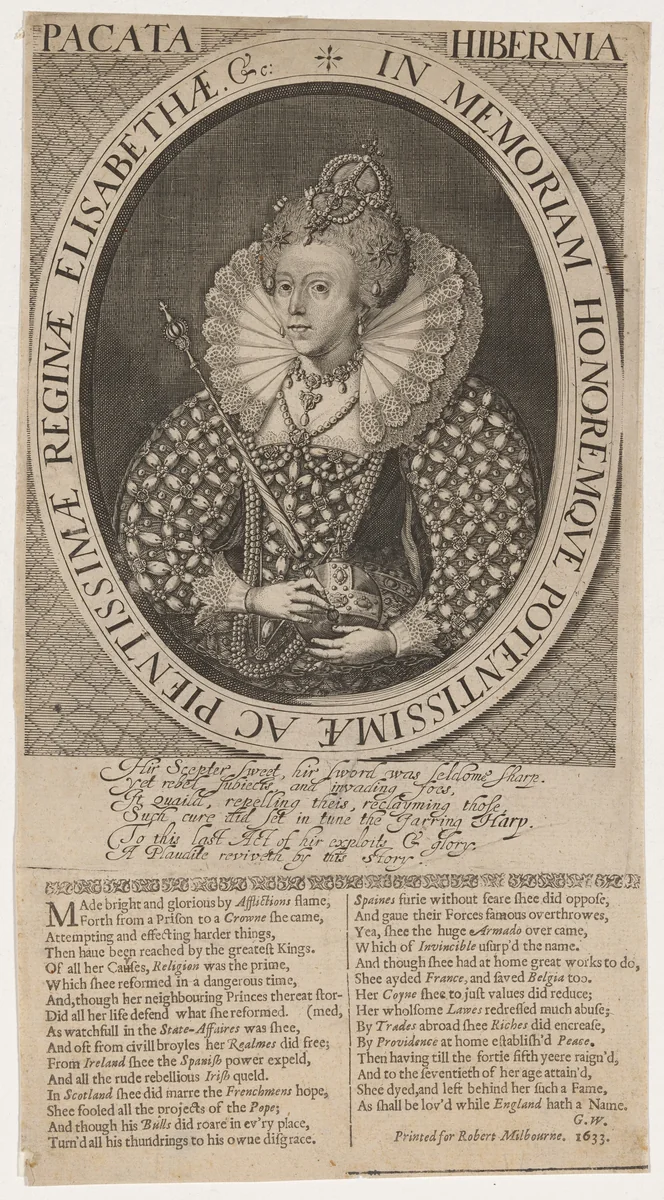 Queen Elizabeth by Robert van Voerst, print, 1633