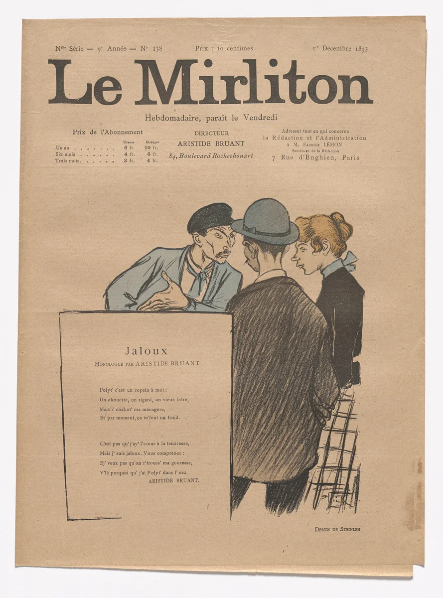 Le Mirliton, no. 138 by Théophile-Alexandre Steinlen, periodical, 1893