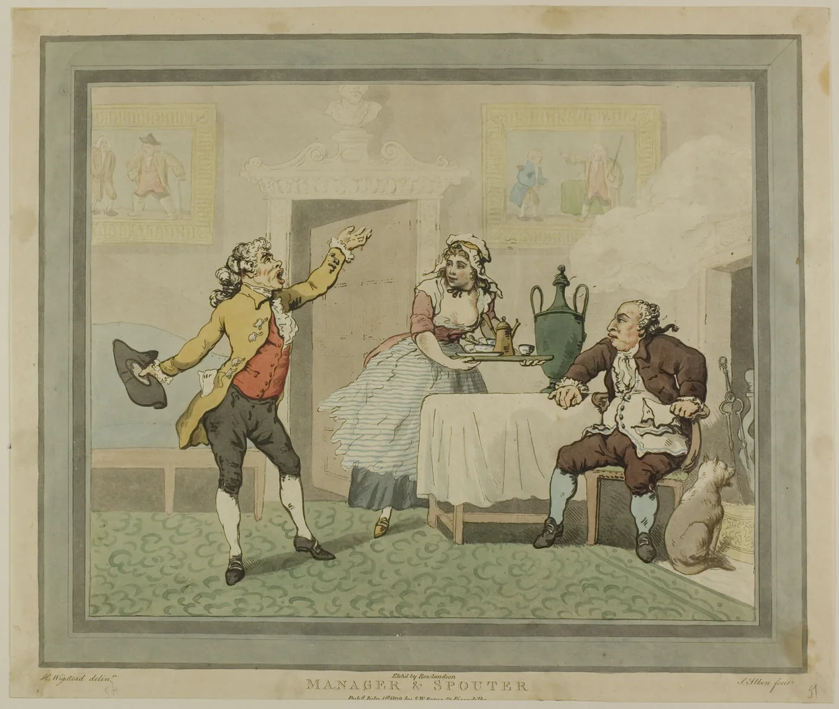Manager and Spouter by Thomas Rowlandson, print, 1809