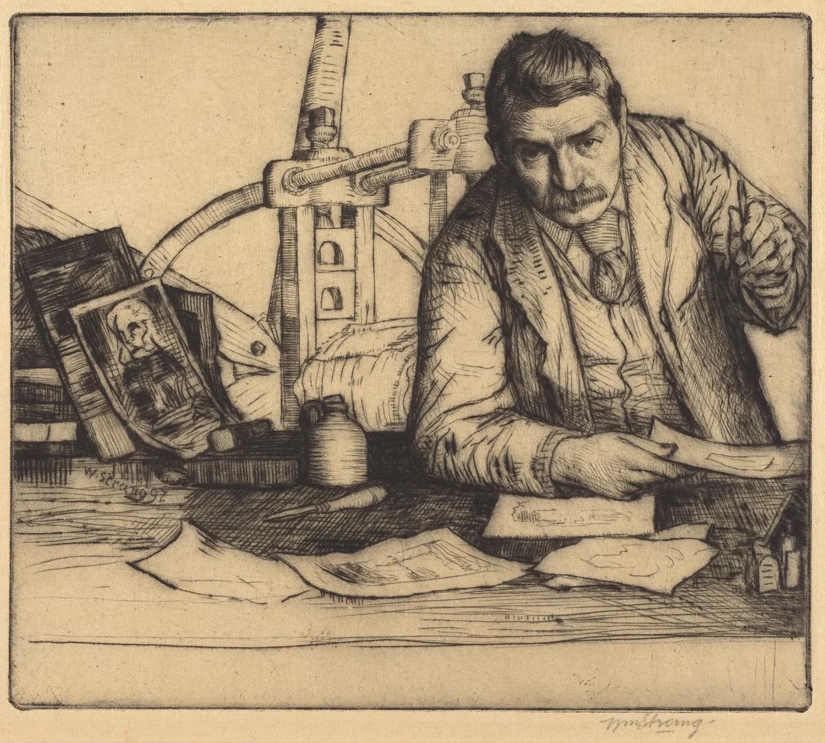 Self-Portrait by William Strang, print, 1897