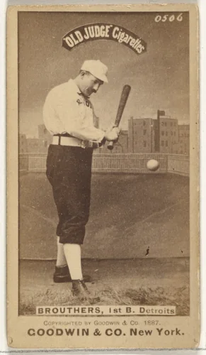 Dennis Joseph "Dan" Brouthers, 1st Base, Detroit Wolverines, from the Old Judge series (N172) for Old Judge Cigarettes by Goodwin & Company, photograph, 1887