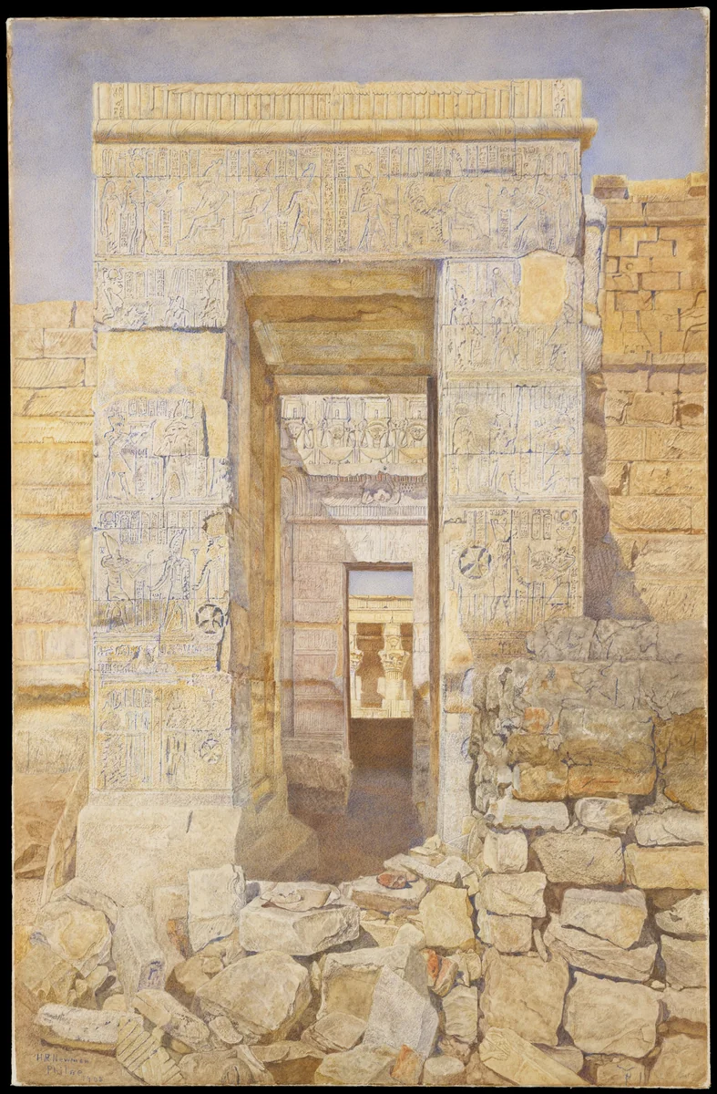East Entrance, Room of Tiberius, Temple of Isis, Philae by Henry Roderick Newman, artwork, 1905