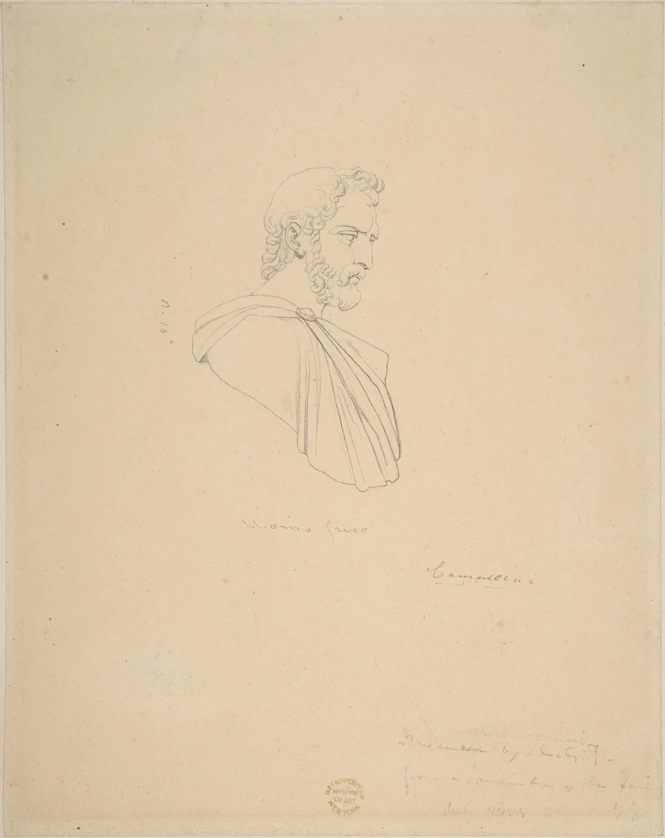 Classical Bust of a Bearded Male Seen in Profile by Vincenzo Camuccini, drawing, 1771-1844