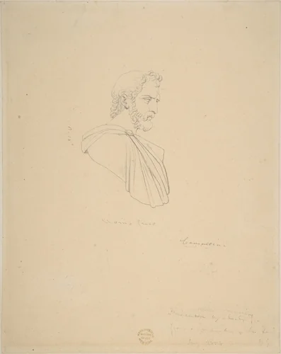 Classical Bust of a Bearded Male Seen in Profile by Vincenzo Camuccini, drawing, 1771-1844