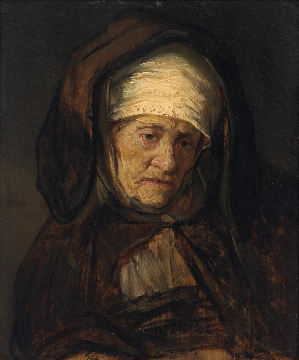 Head of an Aged Woman by Rembrandt van Rijn, painting, 1655-1660