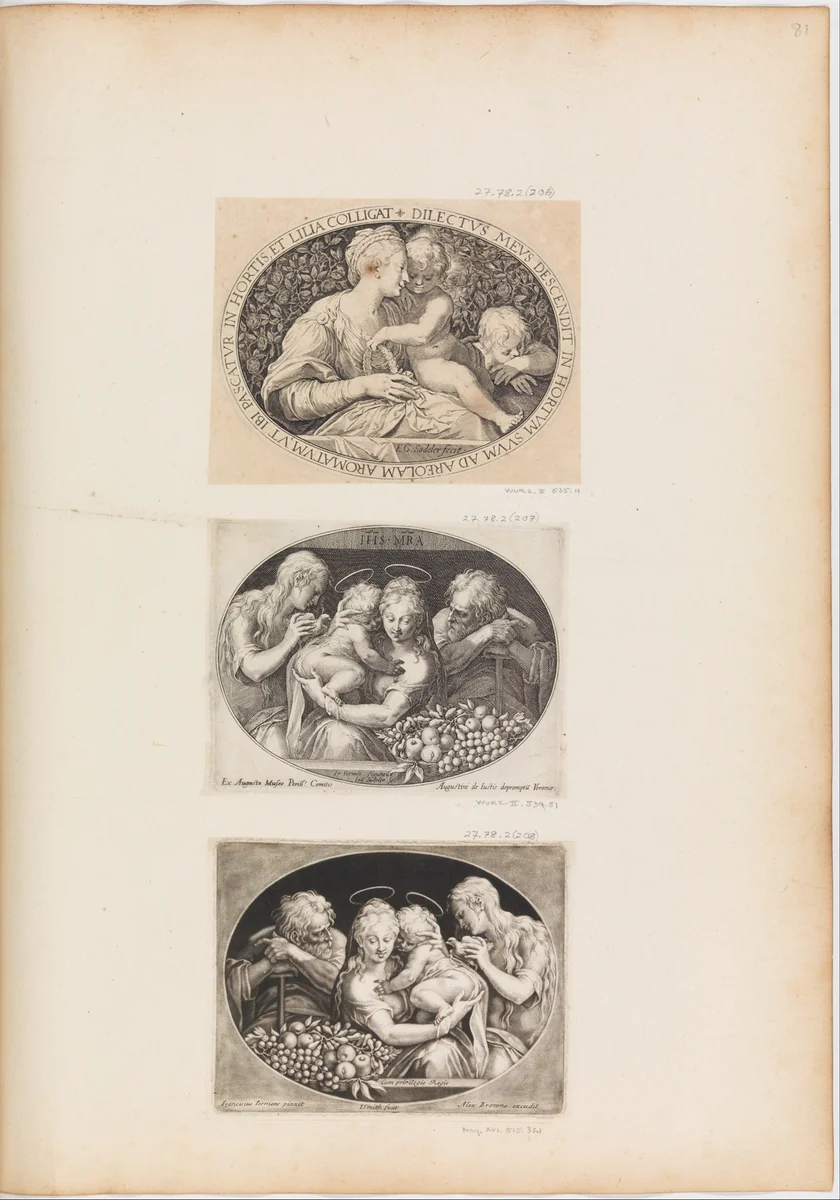 Mary with the Child and Joseph by Johann Sadeler I, print, 1565-1600