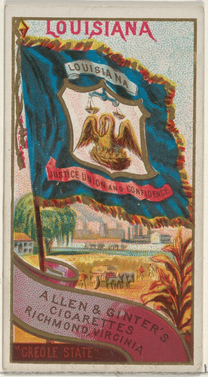 Louisiana, from Flags of the States and Territories (N11) for Allen & Ginter Cigarettes Brands by Allen & Ginter, print, 1888