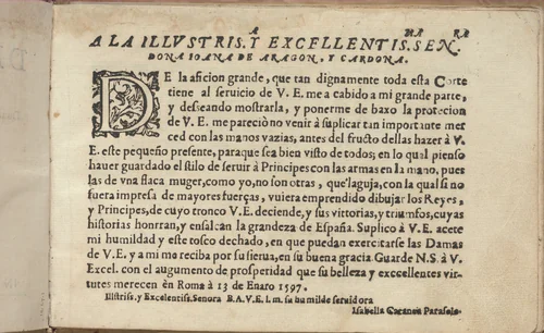 Studio delle virtuose Dame, page 2 (recto) by Isabella Catanea Parasole, book, 1597