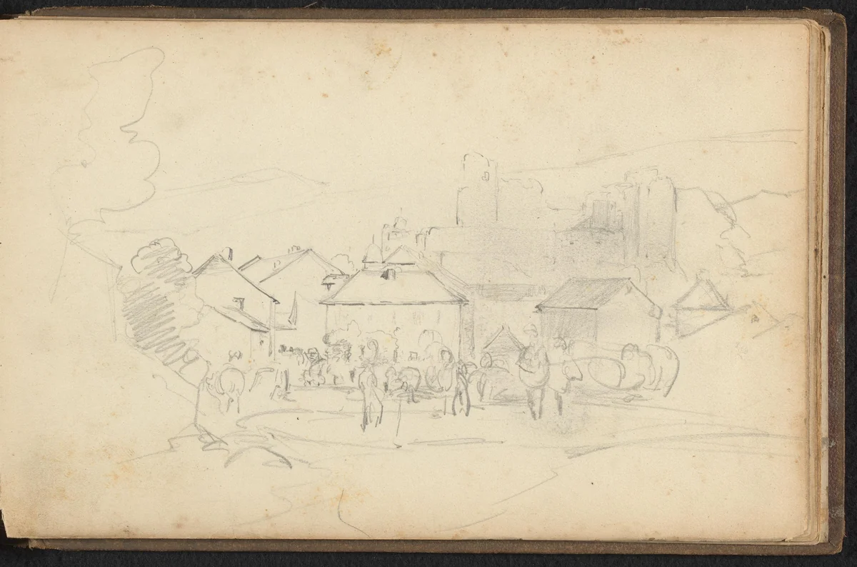 Dorpsgezicht by Jan Bedijs Tom, drawing, 1823-1894