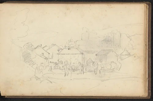 Dorpsgezicht by Jan Bedijs Tom, drawing, 1823-1894