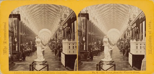 The International Exhibition of 1862 — "The Nave, from the Western Dome" by London Stereoscopic and Photographic Company, photograph, 1862