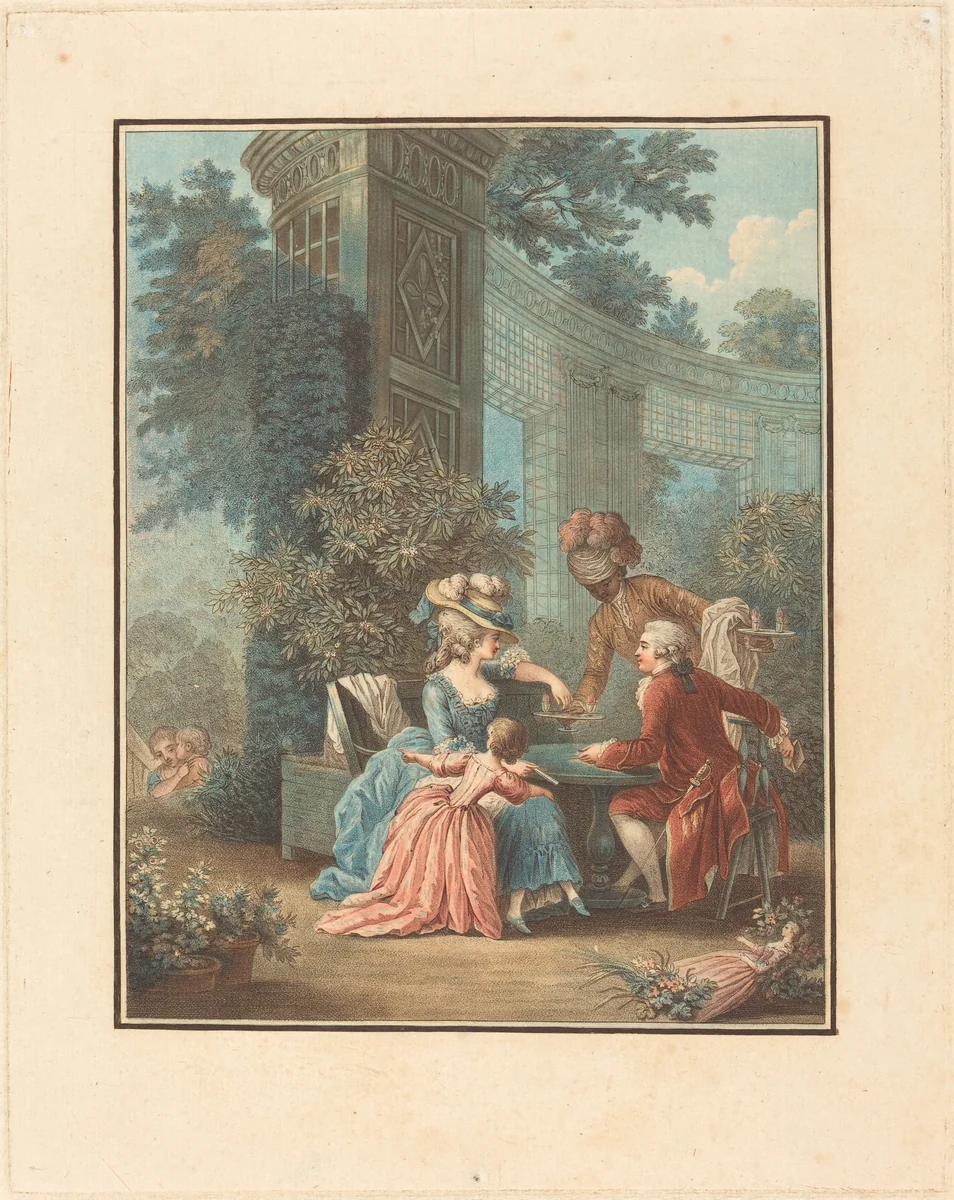 Le Goûter by Louis-Marin Bonnet; Pierre-Antoine Baudouin, print, 1736-1793