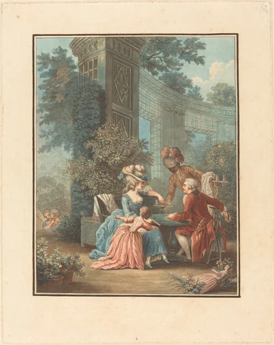 Le Goûter by Louis-Marin Bonnet; Pierre-Antoine Baudouin, print, 1736-1793