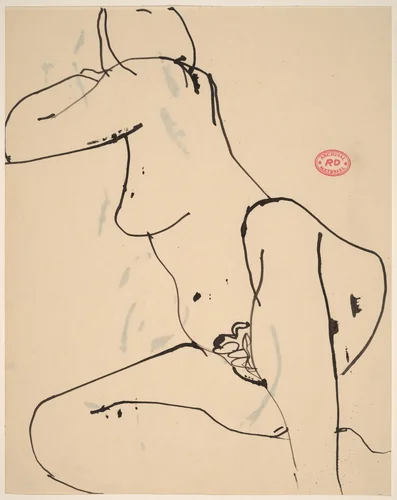 Untitled [seated female nude turning away] by Richard Diebenkorn, drawing, 1955-1967