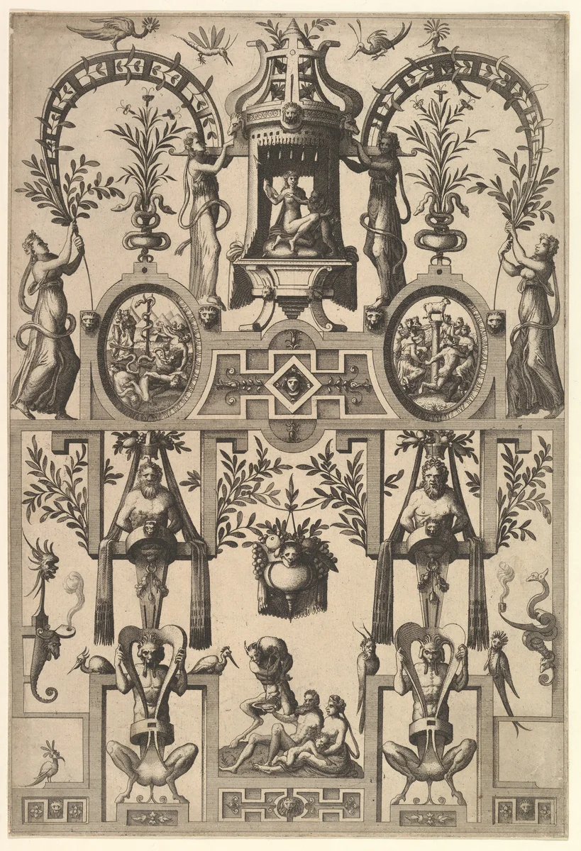 Modern Grotesque with Strapwork by Johannes van Doetecum, print, 1557