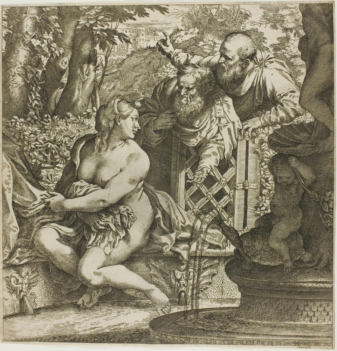 Susanna and the Elders by Annibale Carracci, print, 1590-1595