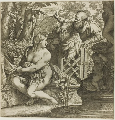 Susanna and the Elders by Annibale Carracci, print, 1590-1595