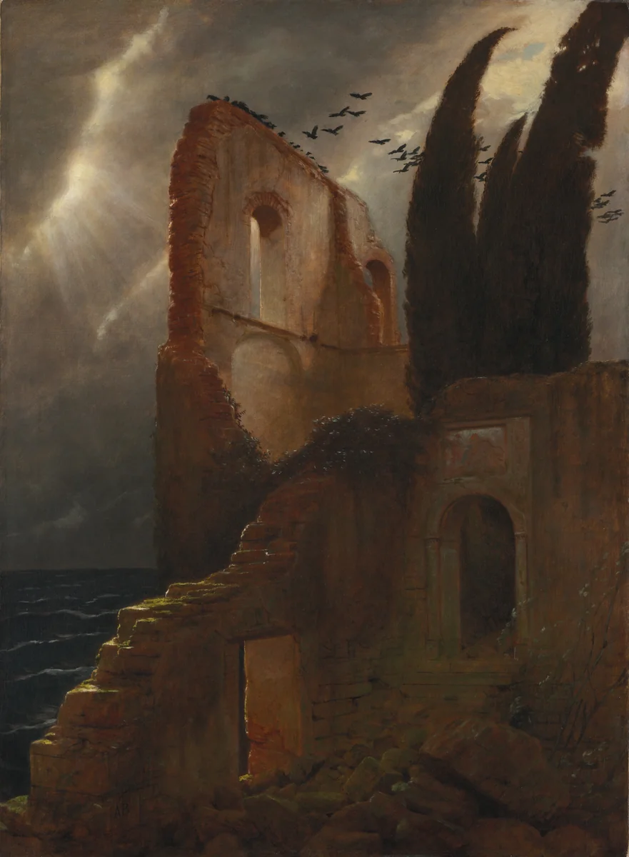 Ruin by the Sea by Arnold Böcklin, painting, 1881