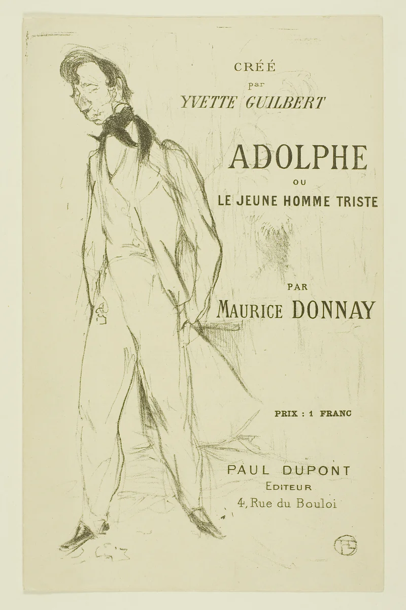 Adolphe—The Sad Young Man by Henri de Toulouse-Lautrec, print, 1894