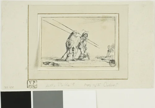 Two Soldiers with Staffs by Jacques Callot, drawing, 1612-1635