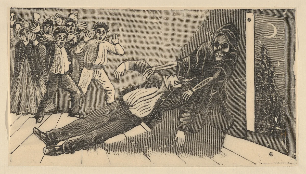 The apparation of the ghost of don Juan Manuel to Pachita la Alfajorera by José Guadalupe Posada, print, 1888-1898