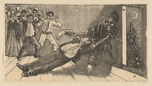 The apparation of the ghost of don Juan Manuel to Pachita la Alfajorera by José Guadalupe Posada, print, 1888-1898