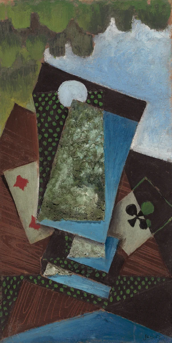 Ace of Clubs and Four of Diamonds by Juan Gris, painting, 1915