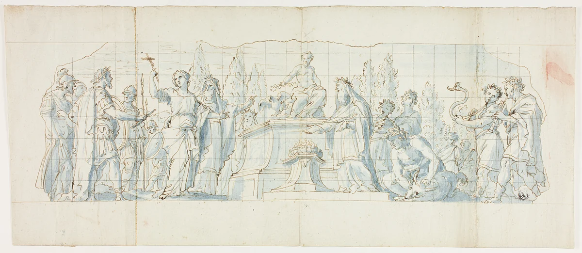 Saint Bibiana Refusing to Sacrifice to Jupiter by Antonio Grano, drawing, 1676-1704