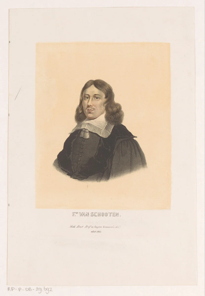 Portret van Frans van Schooten by Leendert Springer, print, 1850