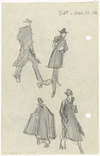 Four Figures by Lyonel Feininger, drawing, 1906