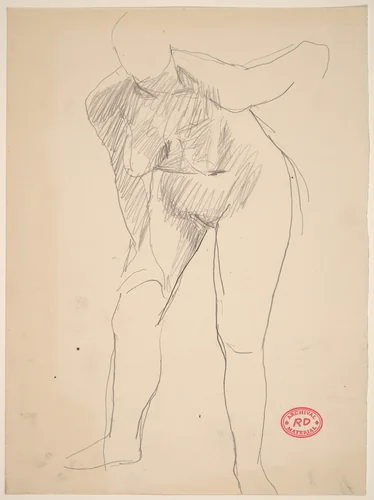 Untitled [female nude bending forward] by Richard Diebenkorn, drawing, 1955-1967